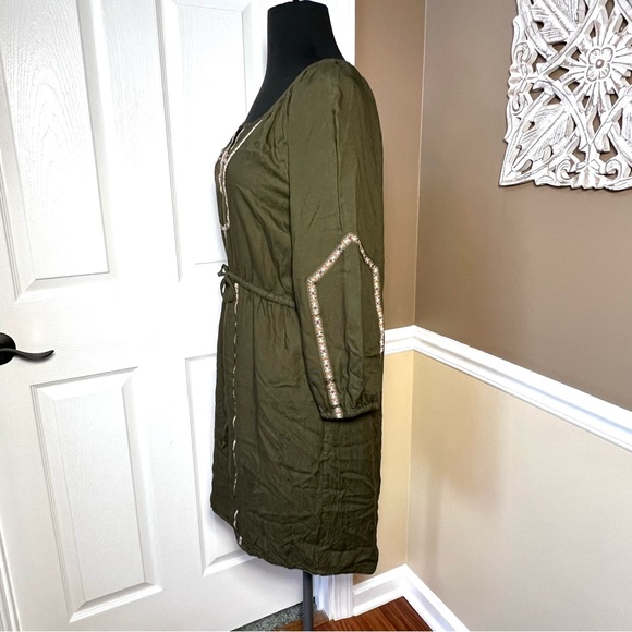 ⭐️ Esme & Esyllte Olive Ribbon Peasant Boho Bohemian Dress SMALL - Picture 9 of 14